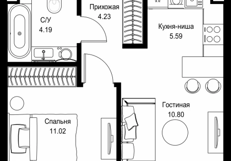 1-комнатная квартира - пр-т Мира, 186А / ЖК Мира - фото 1
