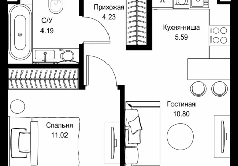 1-комнатная квартира - пр-т Мира, 186А / ЖК Мира - фото 1