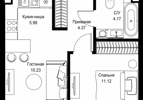 1-комнатная квартира - пр-т Мира, 186А / ЖК Мира - фото 1