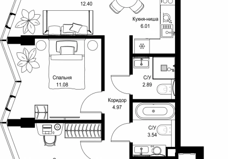 2-комнатная квартира - пр-т Мира, 186А / ЖК Мира - фото 1
