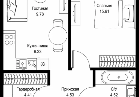 1-комнатная квартира - пр-т Мира, 186А / ЖК Мира - фото 1