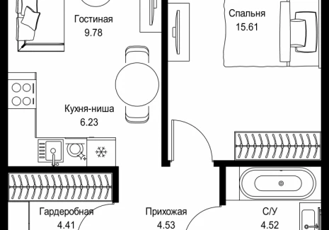 1-комнатная квартира - пр-т Мира, 186А / ЖК Мира - фото 1