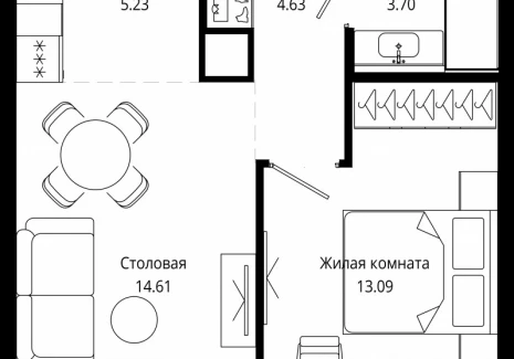 1-комнатная квартира - 4-я улица Марьиной Рощи, 10 / ЖК Мод - фото 1