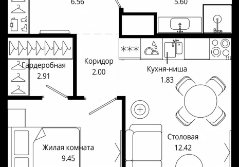 1-комнатная квартира - 4-я улица Марьиной Рощи, 10 / ЖК Мод - фото 1