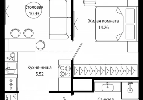 1-комнатная квартира - 4-я улица Марьиной Рощи, 10 / ЖК Мод - фото 1