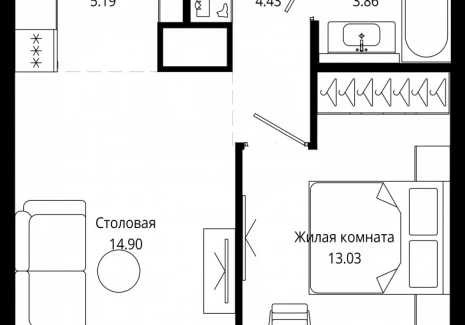 1-комнатная квартира - 4-я улица Марьиной Рощи, 10 / ЖК Мод - фото 1