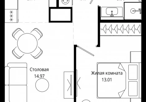 1-комнатная квартира - 4-я улица Марьиной Рощи, 10 / ЖК Мод - фото 1