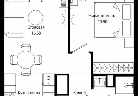 1-комнатная квартира - 4-я улица Марьиной Рощи, 10 / ЖК Мод - фото 1