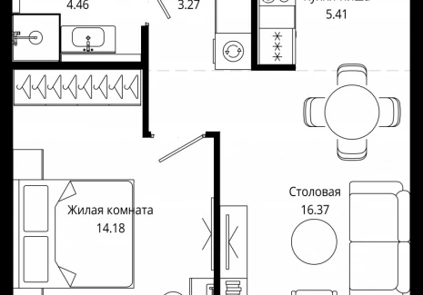 1-комнатная квартира - 4-я улица Марьиной Рощи, 10 / ЖК Мод - фото 1