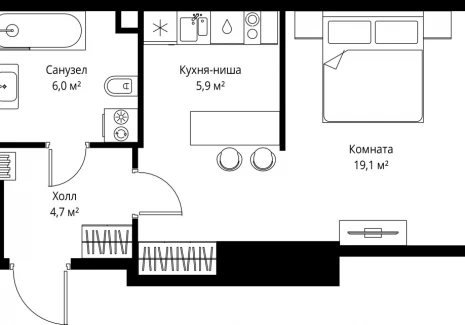1-комнатная квартира - 1-й Красногвардейский проезд, 13 / ЖК ОНЕ - фото 1