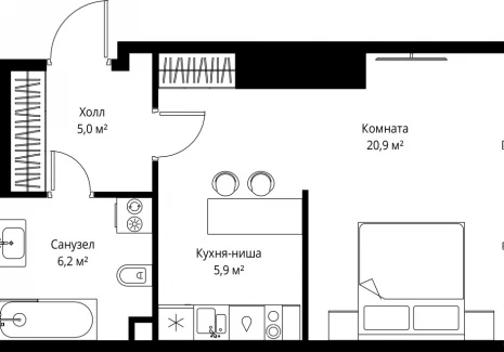 1-комнатная квартира - 1-й Красногвардейский проезд, 13 / ЖК ОНЕ - фото 1
