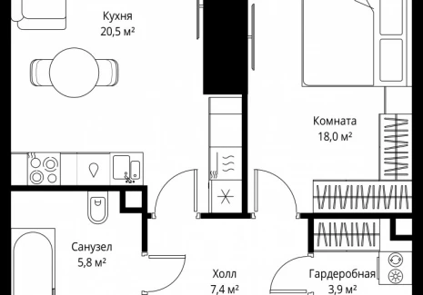 1-комнатная квартира - 1-й Красногвардейский проезд, 13 / ЖК ОНЕ - фото 1