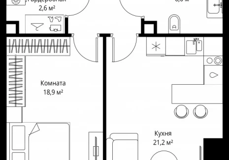 1-комнатная квартира - 1-й Красногвардейский проезд, 13 / ЖК ОНЕ - фото 1