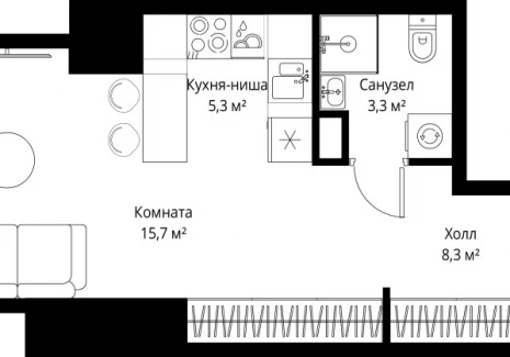 1-комнатная квартира - 1-й Красногвардейский проезд, 13 / ЖК ОНЕ - фото 1