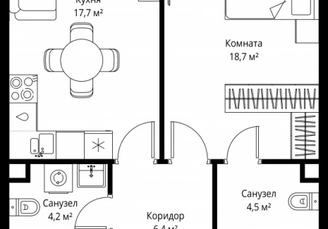 1-комнатная квартира - 1-й Красногвардейский проезд, 13 / ЖК ОНЕ - фото 1