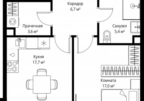 1-комнатная квартира - 1-й Красногвардейский проезд, 13 / ЖК ОНЕ - фото 1