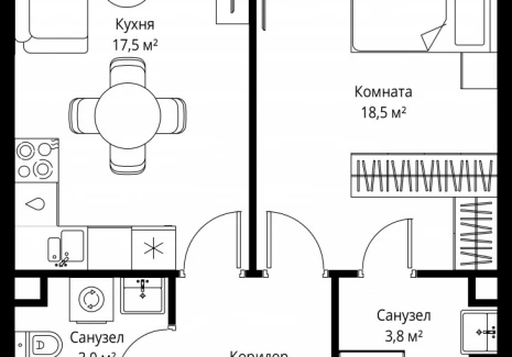 1-комнатная квартира - 1-й Красногвардейский проезд, 13 / ЖК ОНЕ - фото 1