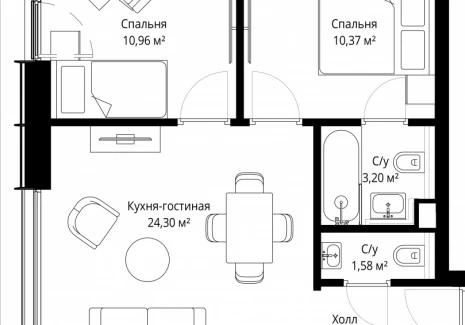 2-комнатная квартира - Волоколамское шоссе, 97 / ЖК Сити Бэй - фото 1