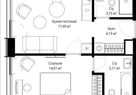 1-комнатная квартира - Волоколамское шоссе, 97 / ЖК Сити Бэй - фото 1