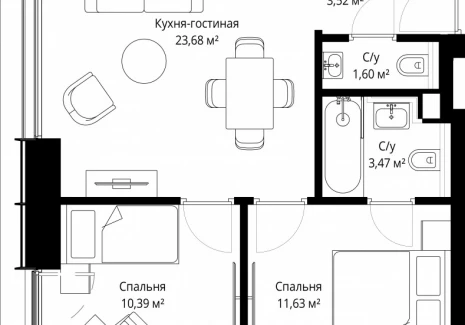 2-комнатная квартира - Волоколамское шоссе, 97 / ЖК Сити Бэй - фото 1