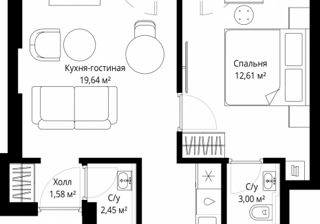 1-комнатная квартира - Волоколамское шоссе, 97 / ЖК Сити Бэй - фото 1