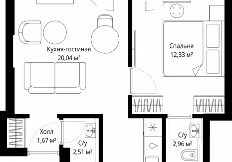 1-комнатная квартира - Волоколамское шоссе, 97 / ЖК Сити Бэй - фото 1