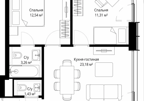 2-комнатная квартира - Волоколамское шоссе, 97 / ЖК Сити Бэй - фото 1