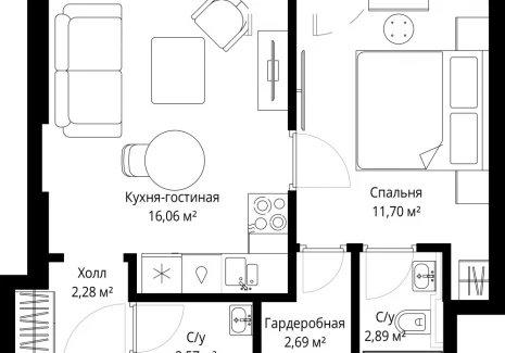 1-комнатная квартира - Волоколамское шоссе, 97 / ЖК Сити Бэй - фото 1