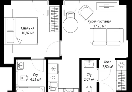 1-комнатная квартира - Волоколамское шоссе, 97 / ЖК Сити Бэй - фото 1