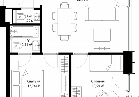 2-комнатная квартира - Волоколамское шоссе, 97 / ЖК Сити Бэй - фото 1