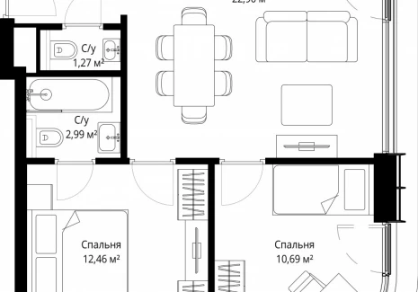 2-комнатная квартира - Волоколамское шоссе, 97 / ЖК Сити Бэй - фото 1