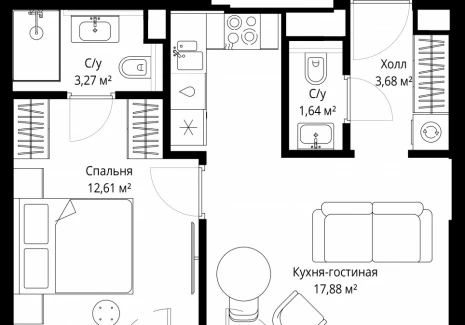 1-комнатная квартира - Волоколамское шоссе, 97 / ЖК Сити Бэй - фото 1