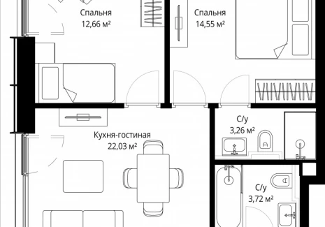 2-комнатная квартира - Волоколамское шоссе, 97 / ЖК Сити Бэй - фото 1
