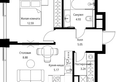 1-комнатная квартира - Волоколамское шоссе, 95с2 / ЖК Сити Бэй - фото 1