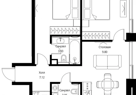 2-комнатная квартира - Волоколамское шоссе, 95с2 / ЖК Сити Бэй - фото 1