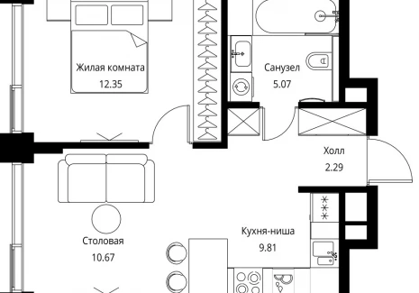 1-комнатная квартира - Волоколамское шоссе, 95с2 / ЖК Сити Бэй - фото 1