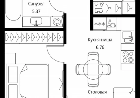 1-комнатная квартира - Волоколамское шоссе, 95с2 / ЖК Сити Бэй - фото 1