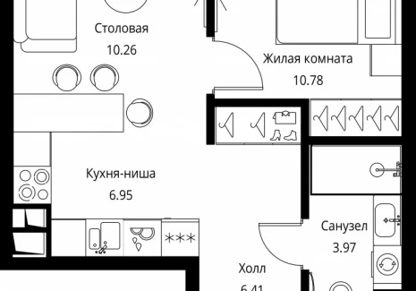 1-комнатная квартира - Волоколамское шоссе, 95с2 / ЖК Сити Бэй - фото 1