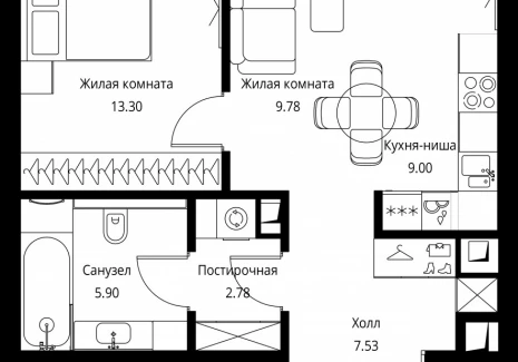 1-комнатная квартира - Волоколамское шоссе, 95с2 / ЖК Сити Бэй - фото 1