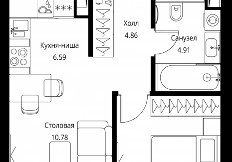 1-комнатная квартира - Волоколамское шоссе, 95с2 / ЖК Сити Бэй - фото 1
