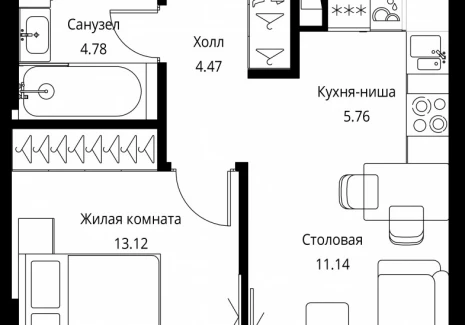 1-комнатная квартира - Волоколамское шоссе, 95с2 / ЖК Сити Бэй - фото 1