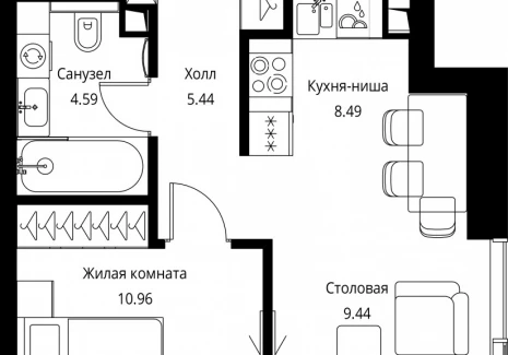 1-комнатная квартира - Волоколамское шоссе, 95с2 / ЖК Сити Бэй - фото 1
