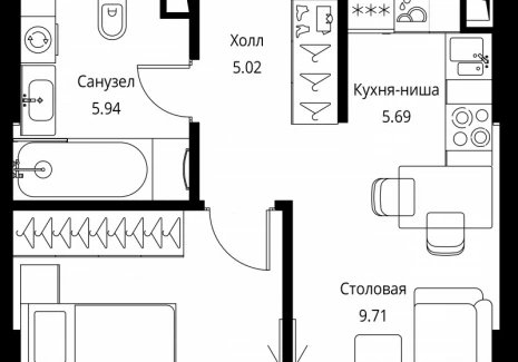 1-комнатная квартира - Волоколамское шоссе, 95с2 / ЖК Сити Бэй - фото 1