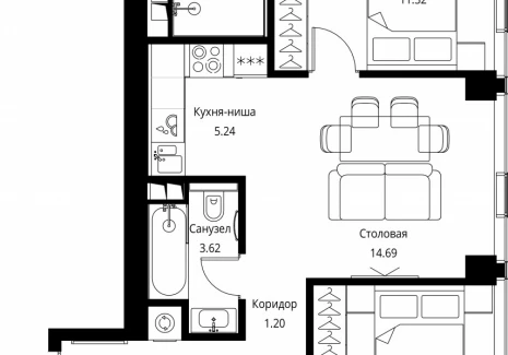 2-комнатная квартира - Волоколамское шоссе, 95с2 / ЖК Сити Бэй - фото 1