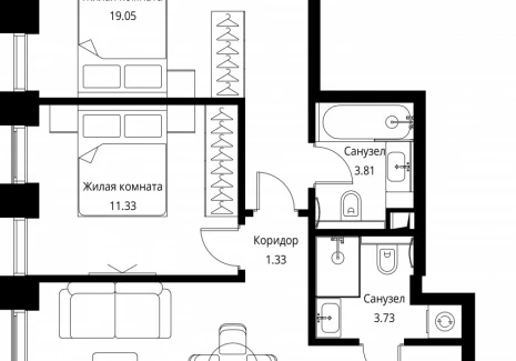 2-комнатная квартира - Волоколамское шоссе, 95с2 / ЖК Сити Бэй - фото 1
