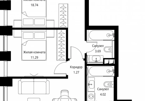 2-комнатная квартира - Волоколамское шоссе, 95с2 / ЖК Сити Бэй - фото 1