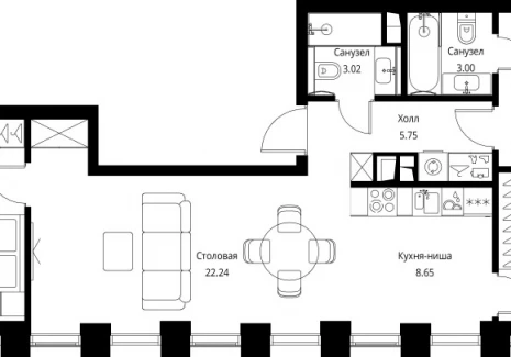 3-комнатная квартира - Волоколамское шоссе, 95с2 / ЖК Сити Бэй - фото 1