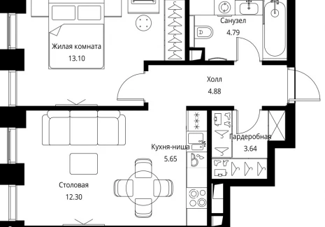 1-комнатная квартира - Волоколамское шоссе, 95с2 / ЖК Сити Бэй - фото 1