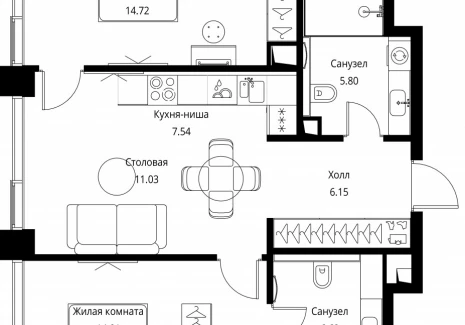 2-комнатная квартира - Волоколамское шоссе, 95с2 / ЖК Сити Бэй - фото 1