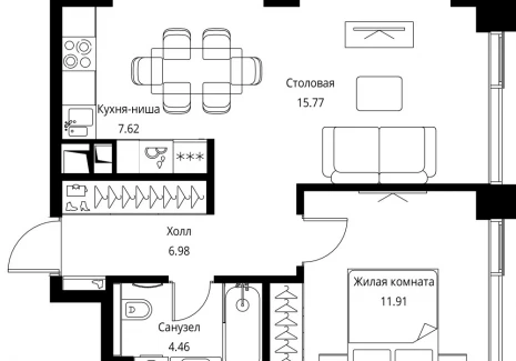1-комнатная квартира - Волоколамское шоссе, 95с2 / ЖК Сити Бэй - фото 1